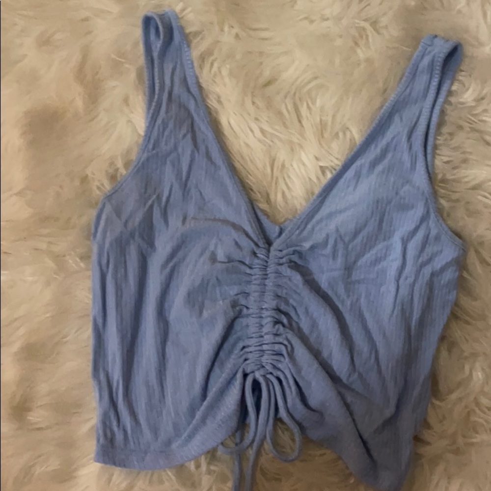 blue cropped tank top